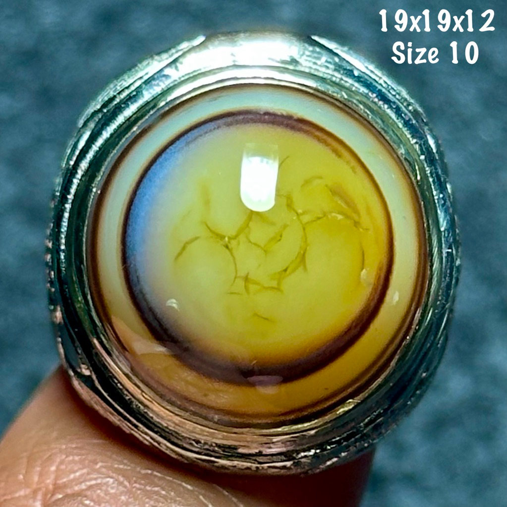 Cincin Batu Akik Natural Yaman Puser Mata Kristal (asli alam)
