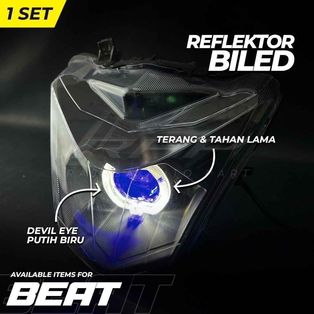 REFLEKTOR LAMPU DEPAN BILED BEAT ESP/LAMPU DEPAN BILED BEAT ESP 2016 EYE BLUE EYE RED SET REFLEKTOR 