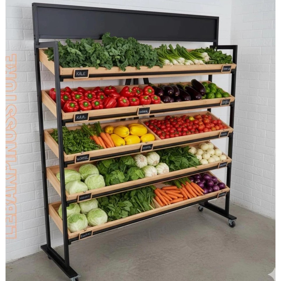 Rak display toko mix besi rak kayu /rak dagang buah/sayur/mainan