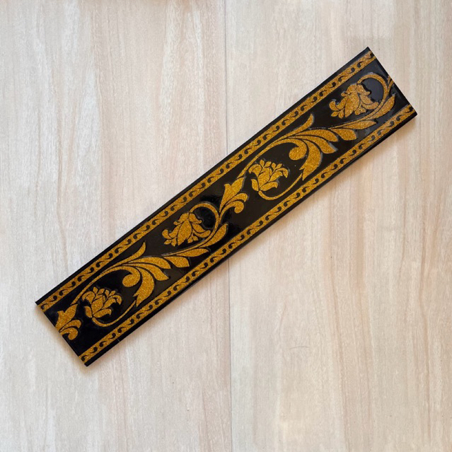 lis keramik Gliter 10x50 | lis keramik lantai 10x50 | list keramik dinding 10x50 Azenda gold