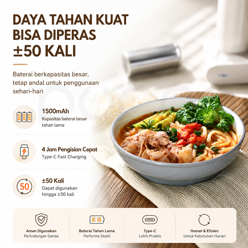 Mesin Mie Elektrik Genggam Rechargeable Portabel 5 Cetakan USB Charging Alat Pembuat Mie