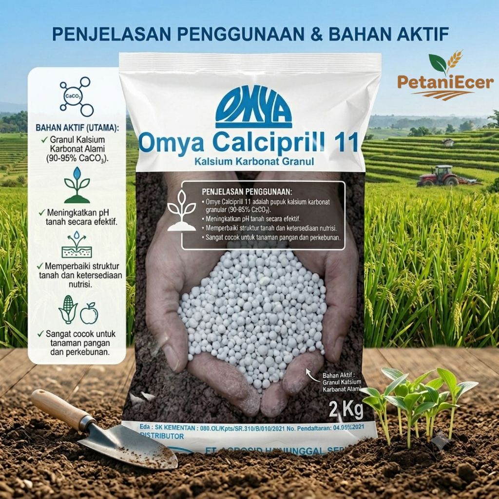 Pupuk Kalsium Karbonat Granulasi 2kg - Omya Calciprill 110 untuk Perbaikan Tanah