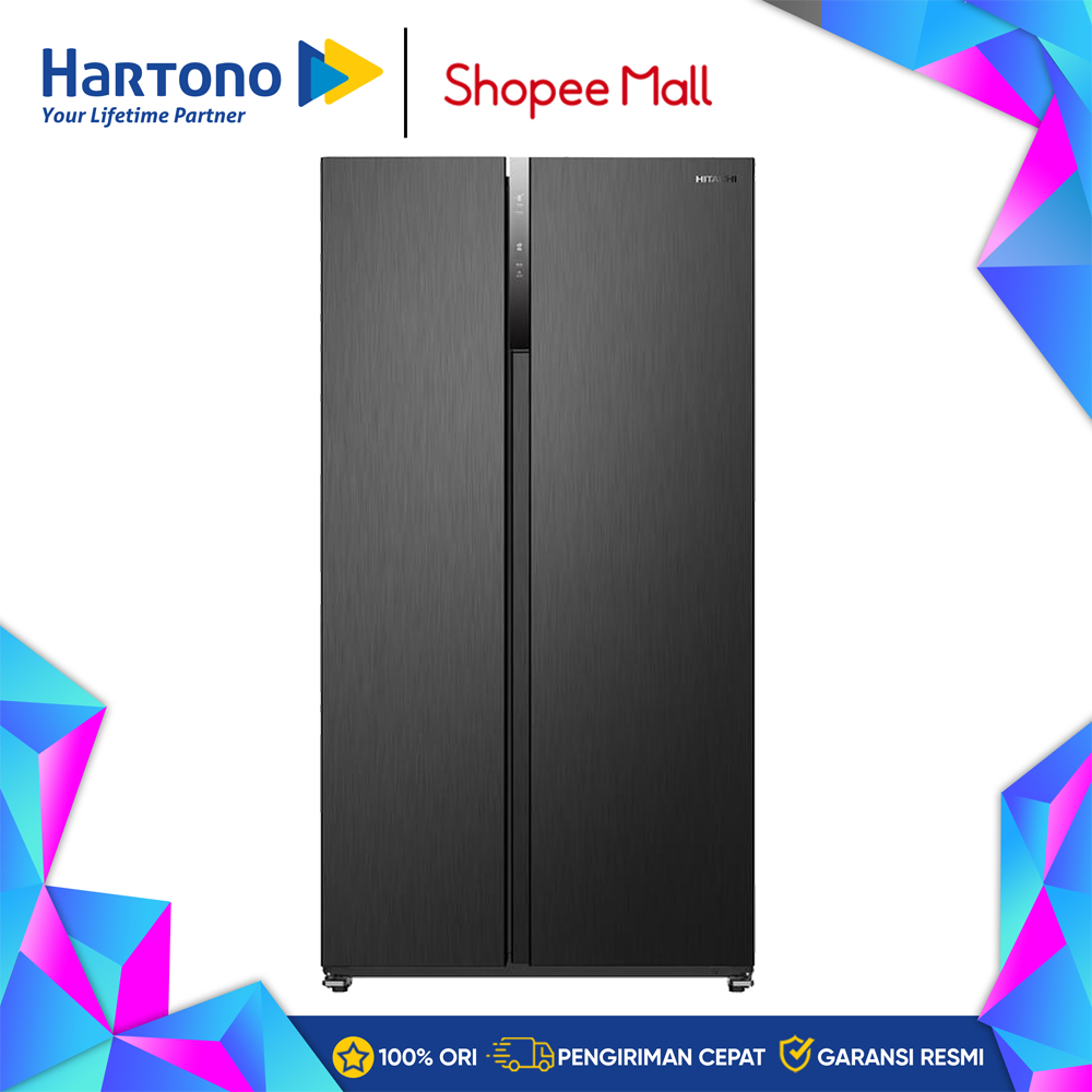 Hitachi 656L Kulkas Side By Side Refrigerator HRSN9713ESABKID
