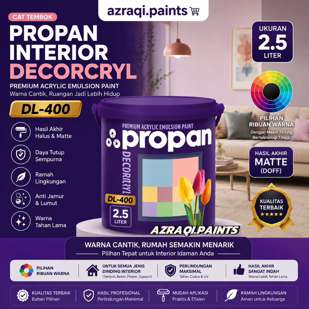 CAT TEMBOK INTERIOR ANTI NODA PROPAN DECORCRYL DL-400 ( 2.5 LITER ) GALON