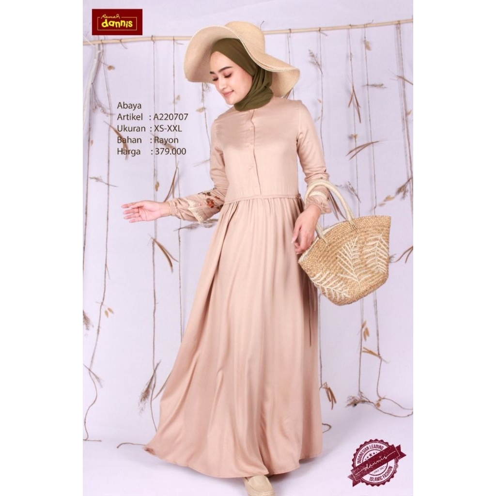 SIZE S PROMO MUSLIM ABAYA DEWASA DANNIS A220707 WARNA BEIGE / SALE DANNIS / ABAYA DANNIS / GAMIS DAN