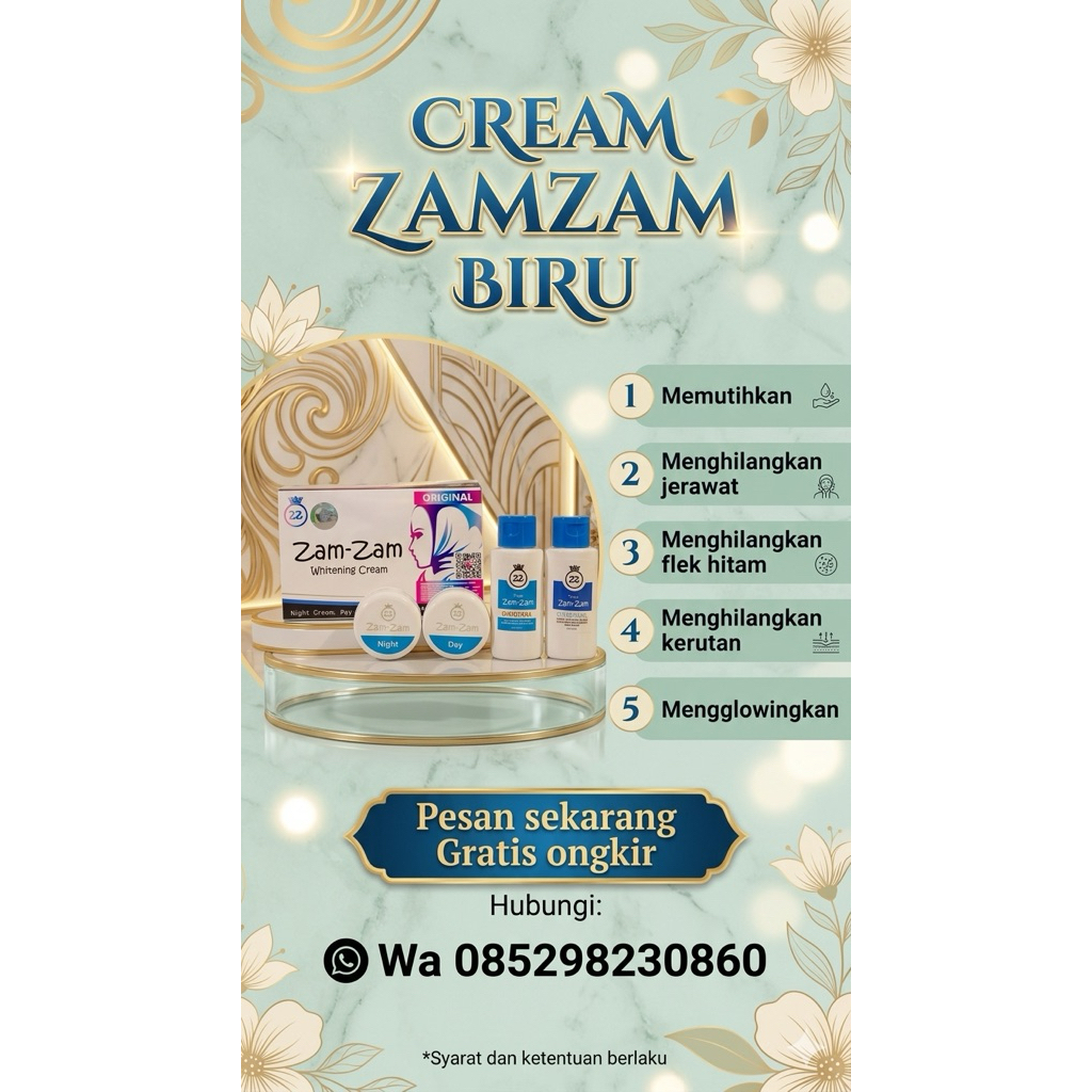 cream zamzam biru