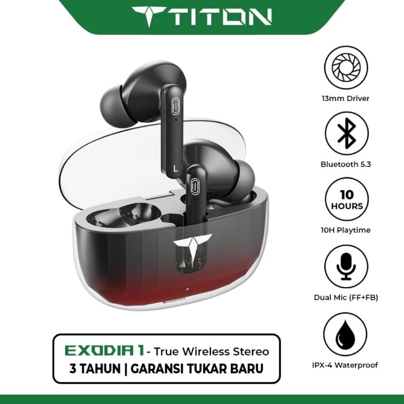 Headset Earphone Bluetooth TWS TITON Wireless Tws Handsfree Titon Tws Exodia 1 Original