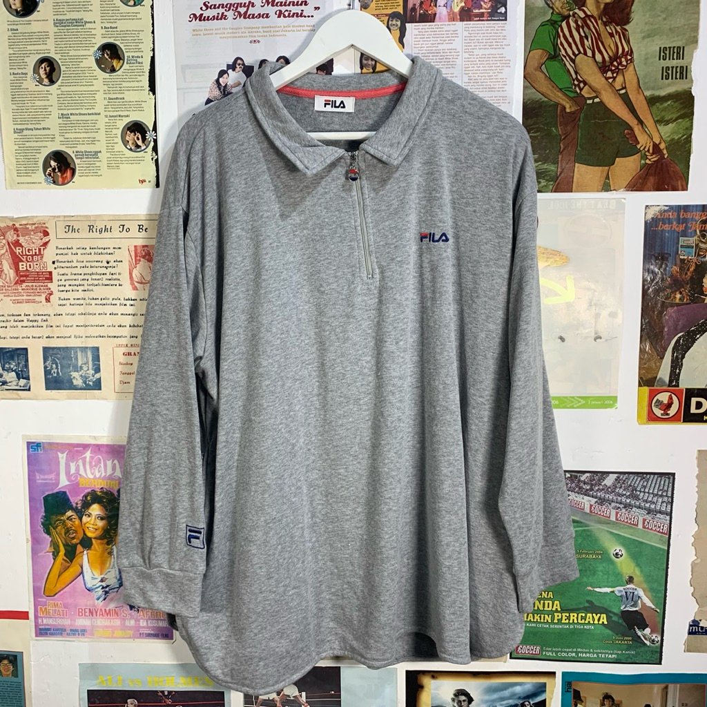Kaos polo lengan panjang vintage FIL4 (half zipper)