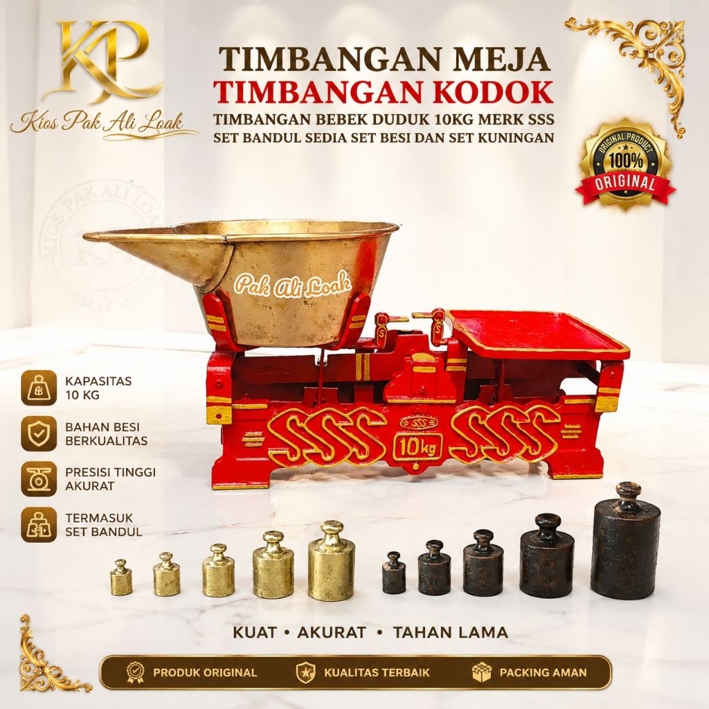 Timbangan meja kodok duduk SSS plus bandul besi cor 10kg Kitchenware