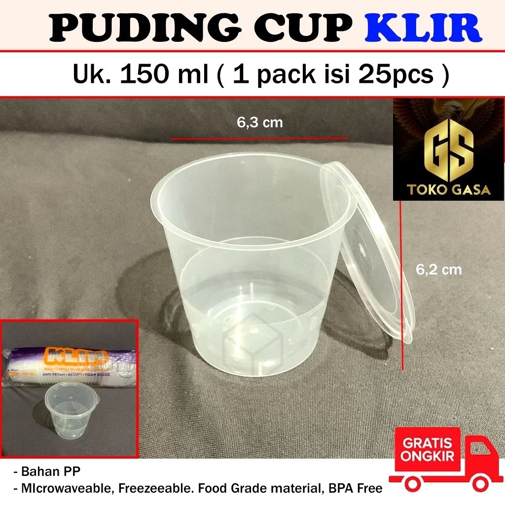 THINWALL CUP PUDING TEBAL KLIR 150ml MERPATI - 150ml - CUP SAUCE  150ML / CUP PUDDING Gelas Pudding 