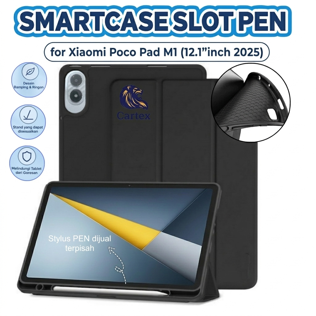 Smartcase Slot Pen Xiaomi Poco Pad M1 12.1"inch 2025 / case poco pad m1 / casing poco pad m1 / softc