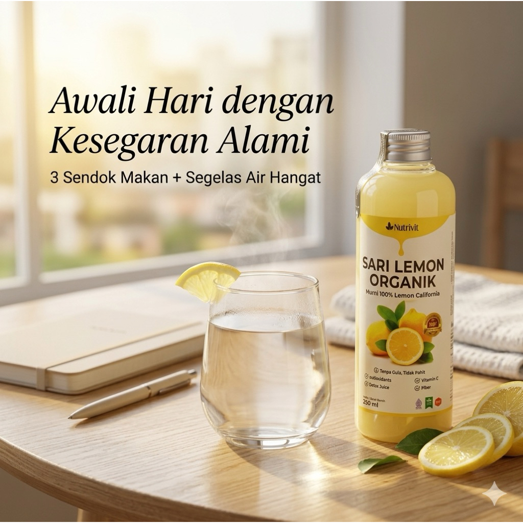 Sari Lemon Organik 500ml | Lemon California Asli 100% | Nutrivit Lemon Juice