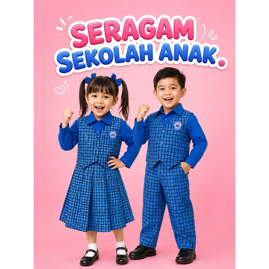 BAJUANAKUNIK / SERAGAM KOTAK KOTAK ANAK / SERAGAM SEKOLAH PAUD / SERAGAM TK ANAK