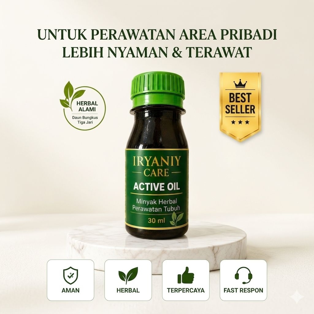 Iryaniy Care Active Oil 30ml | Minyak Herbal Perawatan Area Pribadi Tubuh | Nyaman Digunakan & Prakt