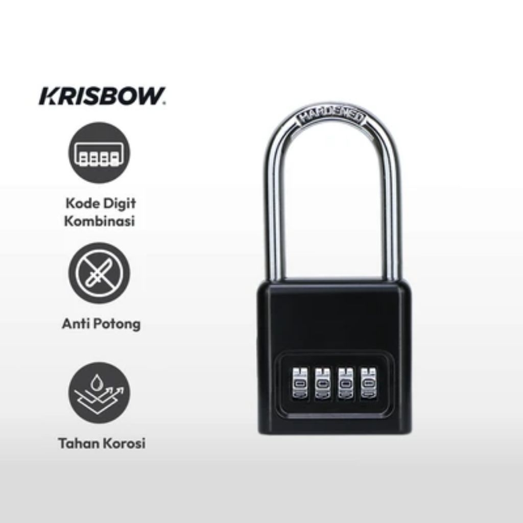 Krisbow Gembok 4 Kombinasi Kunci - Hitam