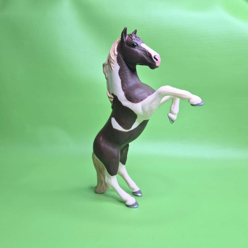 Hewan Kuda Pinto stallion coklat belang horse stallion PVC Miniatur diorama Figure detail rapi