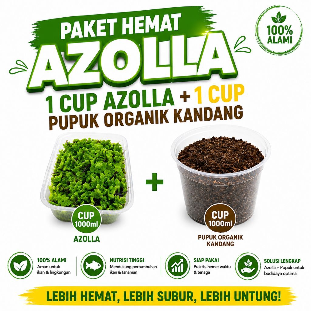 Paket bibit Azolla microphylla + pupuk organik kandang