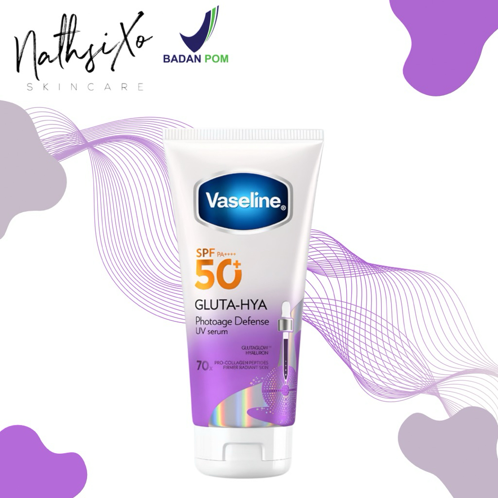 Vaseline SPF 50+ Gluta-Hya Photoage Defense UV Serum 180ml | Sunblock Body Lotion Sunscreen Untuk Ba