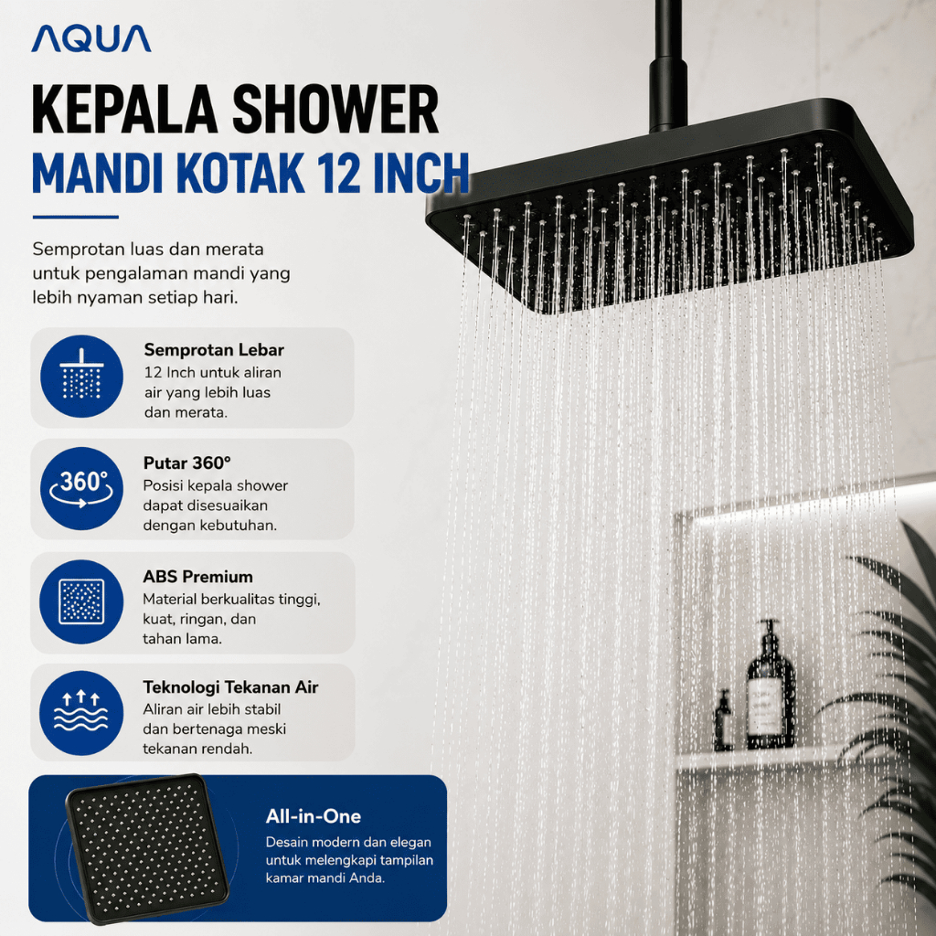 Wall Shower / Head Shower Kotak 12inch Shower Rainfall Kotak 12inch