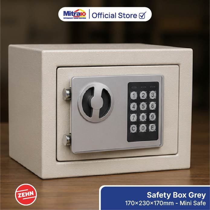 Safety Box Grey 170x230x170mm - Brankas Mini Safe, Kualitas Bagus - Zehn
