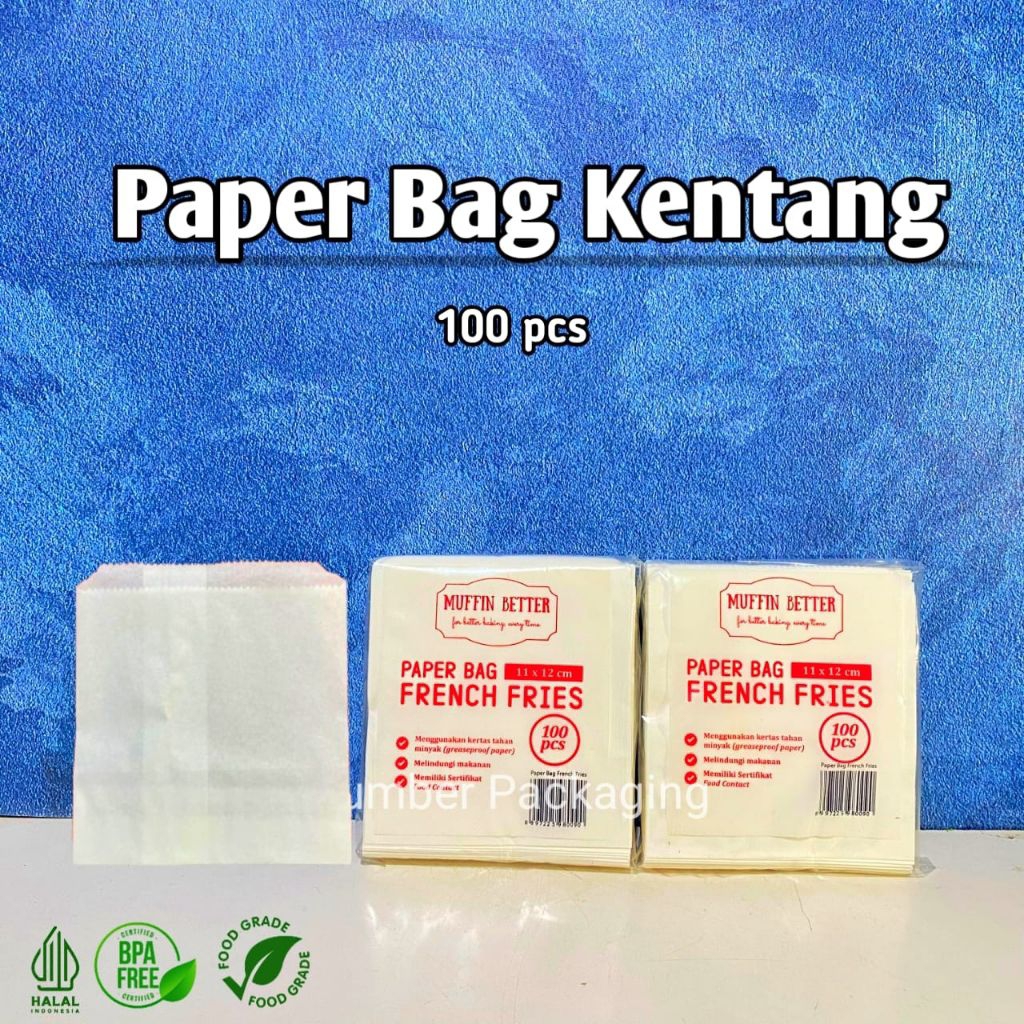 (100PCS) Paper Bag Kentang | Tempat Makanan Kentang Goreng | Tray Kentang