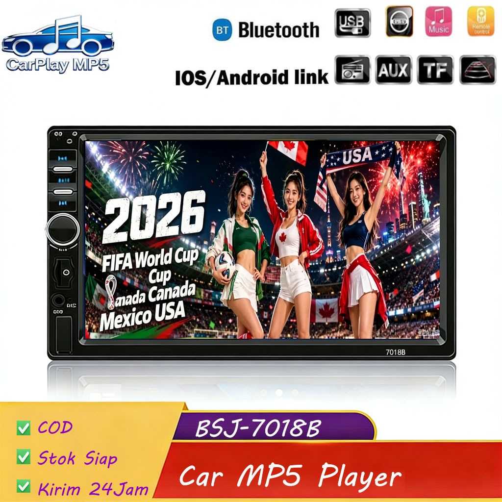 7018 7012 7010B 7 Inch Car MP5 Player, Bluetooth MP4/MP5 All-in-One Car Multimedia Player with Rear 