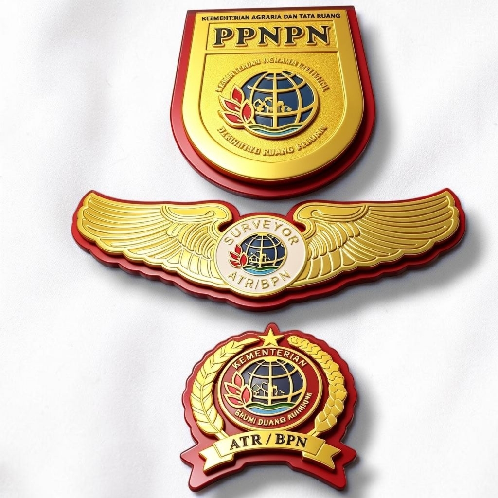 Pin Lencana PPNPN ATR/BPN Logam sepuh emas