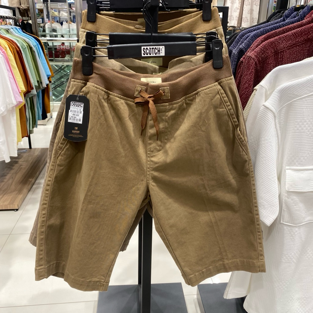 Scotch & Co Celana Pendek Pria Bahan Chino Karet Pinggang Banyak Pilihan Warna Size S-XL