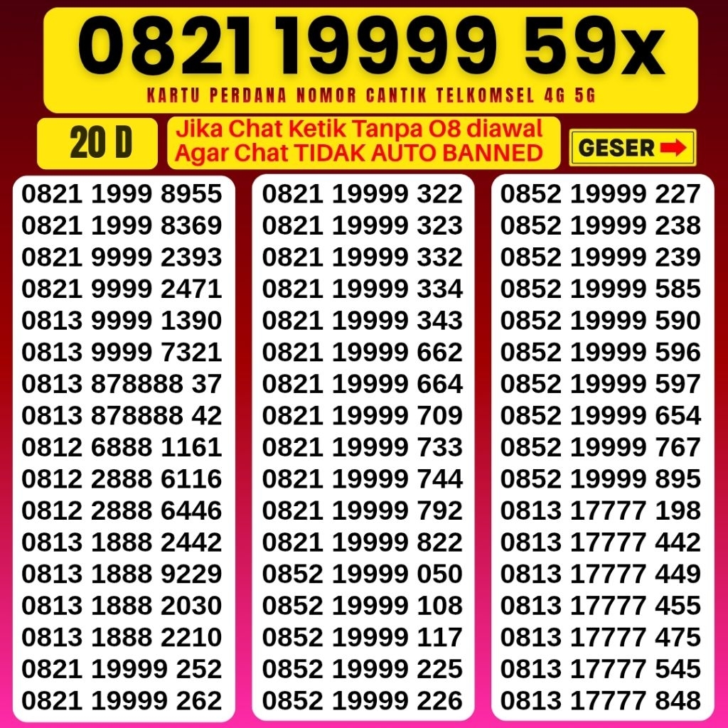 NOMOR CANTIK SIMPATI 11 digit 12digit TELKOMSEL 4G 5G NOCAN SIMPATI NOMER TELKOMSEL