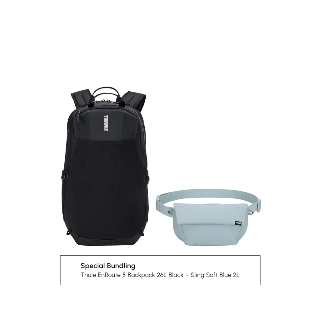 Bundling Thule Enroute 5 26 L Black + Thule Enroute 5 2L Sling Soft Blue
