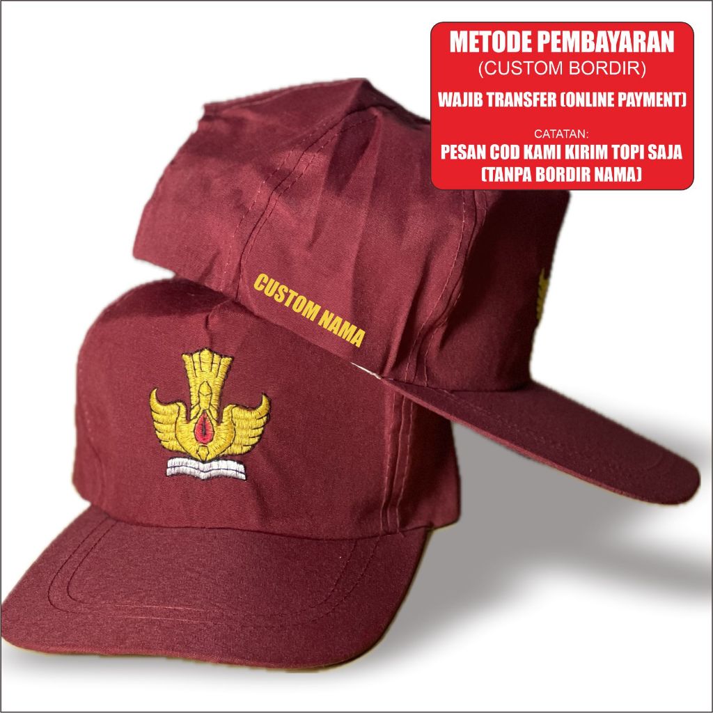 Topi Sekolah CUSTOM NAMA BORDIR Topi SD SMP SMA Bordir Dasi Sekolah