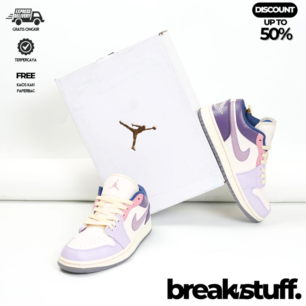Breakstuff - Sneakers AJ1 Low Pastel Purple Violet Women's 100% Bnib