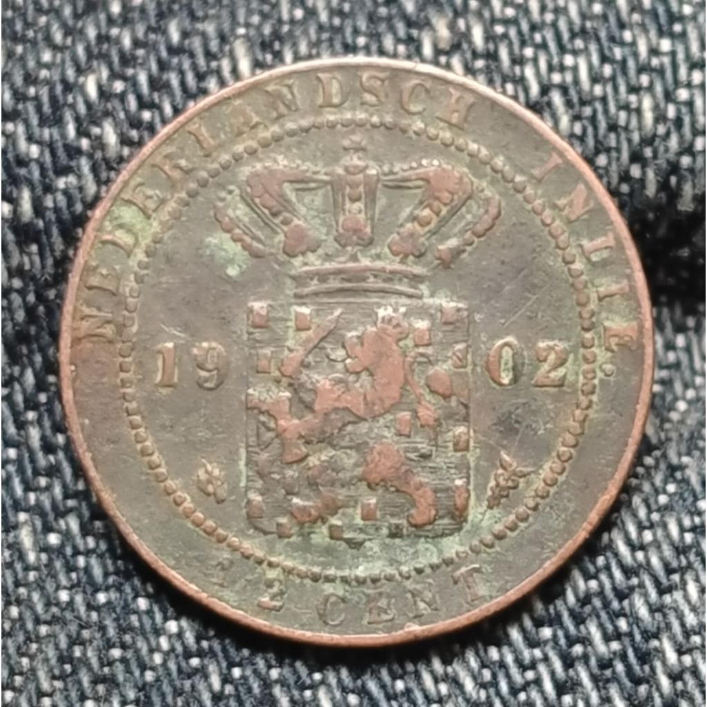 Koin Kuno Ned Indie 1/2 cent 1902 kecil