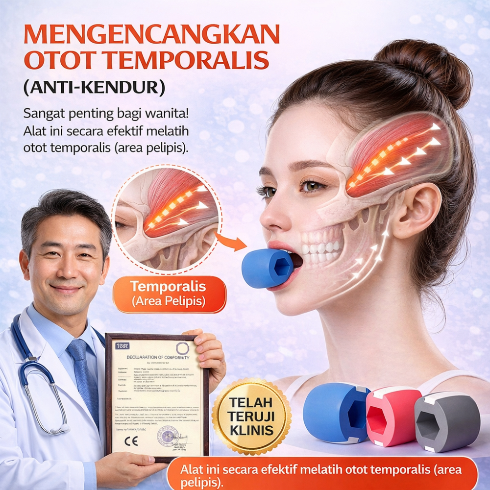 Alat Latihan Otot Temporalis Pelipis Anti Kendur |  Alat Latihan Otot Wajah Bahan Silikon Food Grade