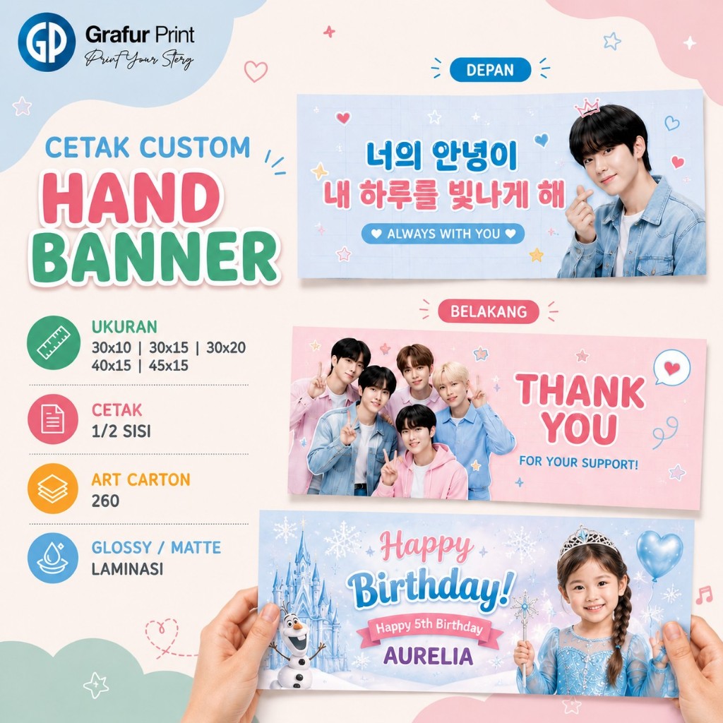 CETAK HAND BANNER / SLOGAN FREEBIES KPOP