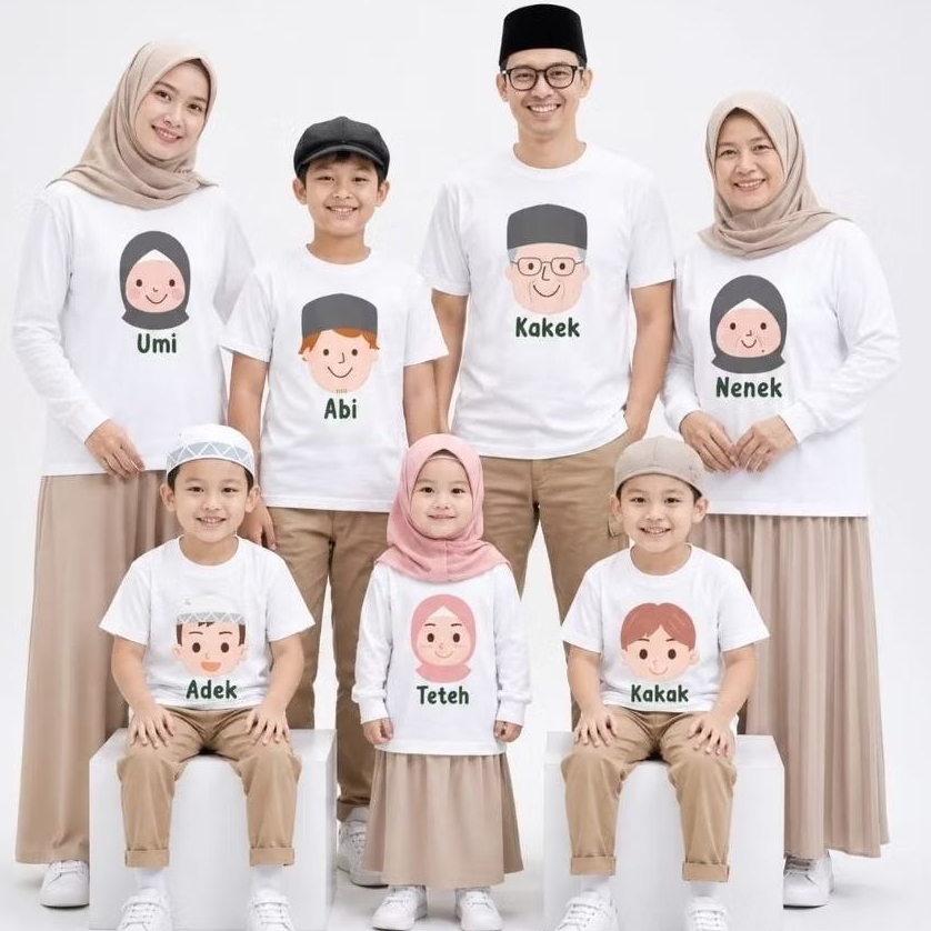 KAOS KELUARGA BISA BUAT SERAGAM GAMBAR WANITA BERHIJAB CANTIK KEREN BANGET /CUSTOM NAMA