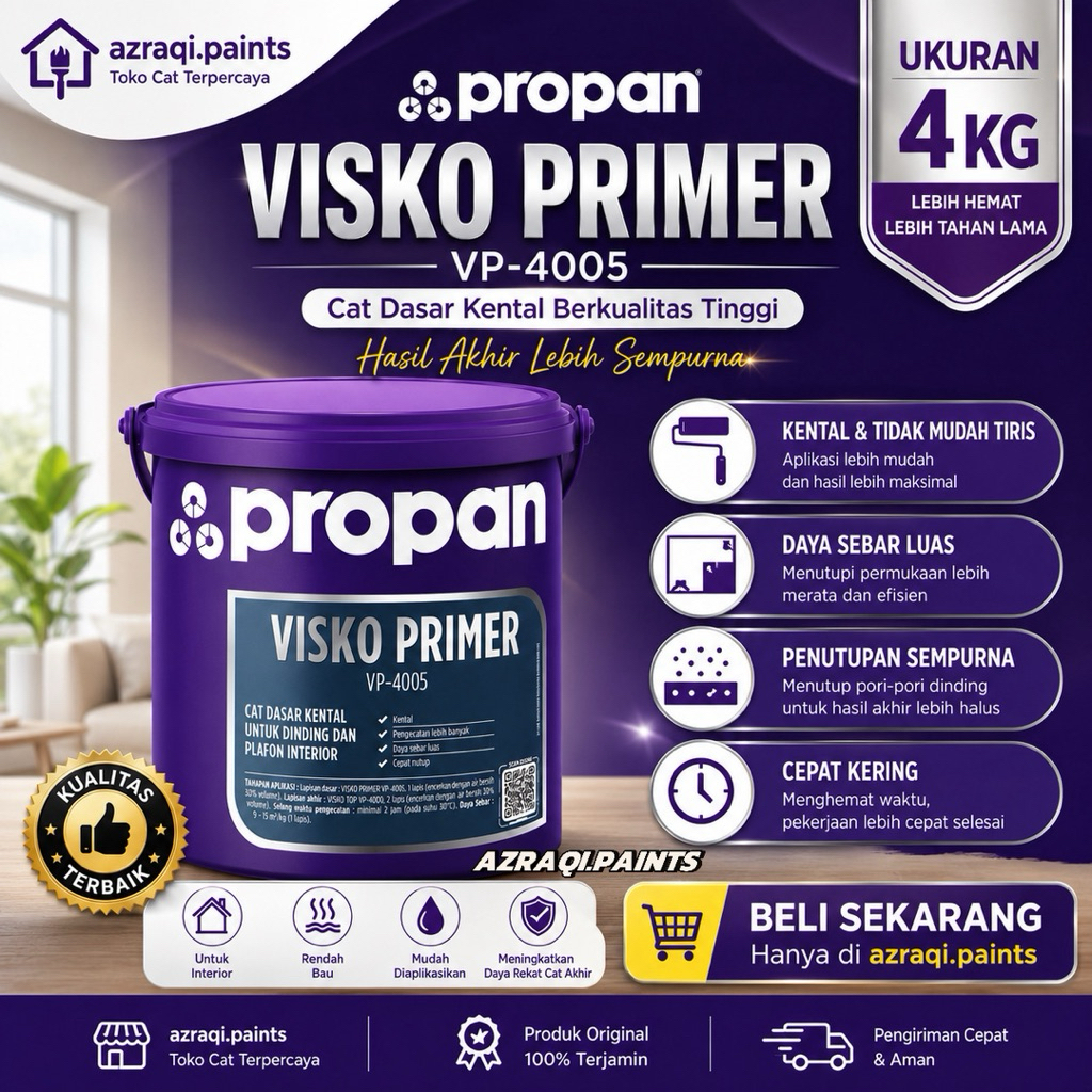 CAT DASAR TEMBOK INTERIOR PROPAN VISKO PRIMER VP-4005 ( 4 KG / GALON ) CAT DASAR SUPER KENTAL