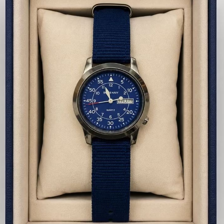 Jam tangan analog pria sport SWISS NAVY SN8805L- Kanvas blue garansi resmi original 1thn