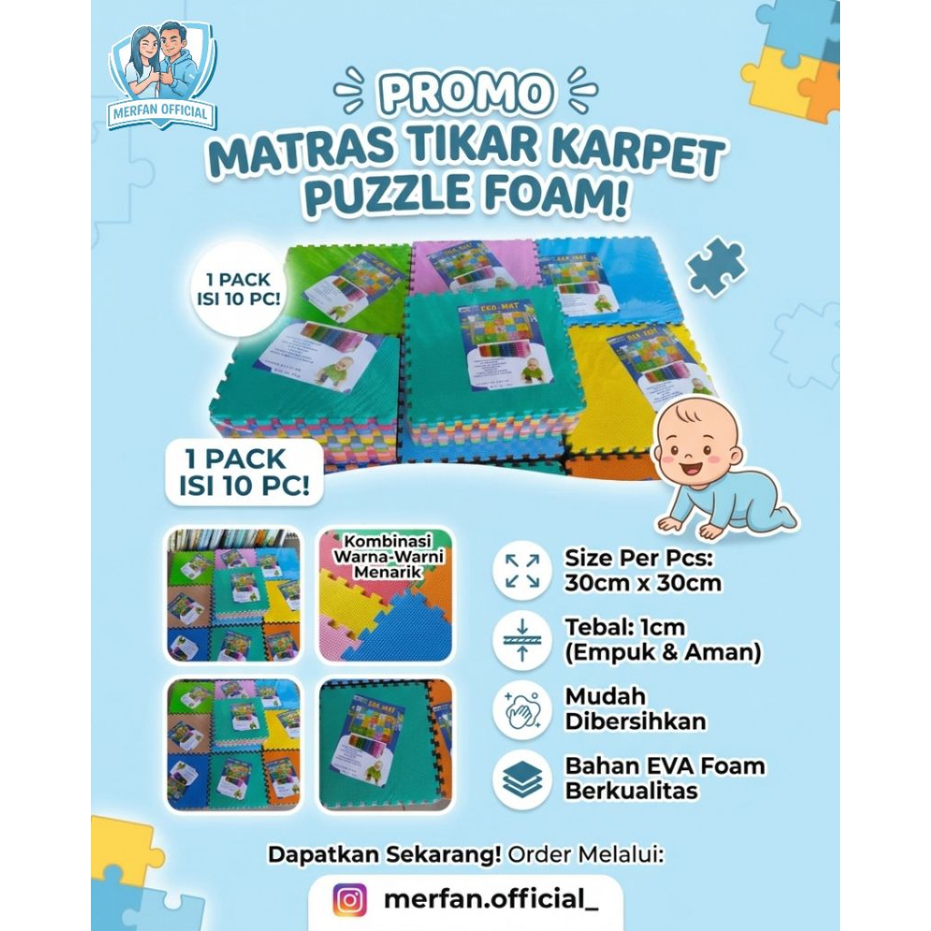 Matras tikar karpet PUZZLE foam tebal 1