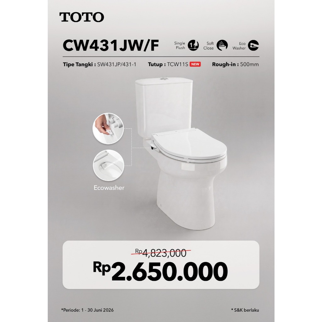 KLOSET Duduk TOTO CW431J / Closet Duduk CW 431J / CW 431 J