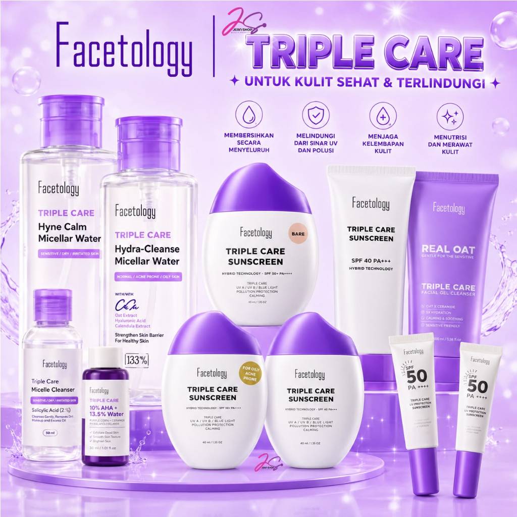 FACETOLOGY TRIPLE SUNSCREEN KRIM PENCERAH WAJAH | FaceWash | Face Wash | for Oily Acne