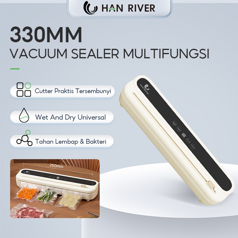 HAN RIVER Vacuum Sealer Alat Vakum Makanan Dry & Wet Mode Frozen Food (Free 20pcs Plastik)