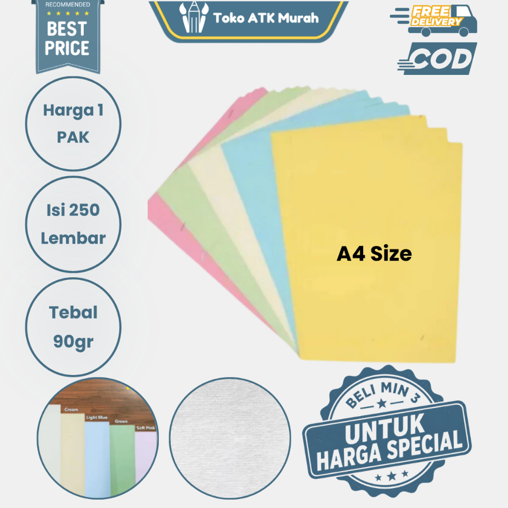 1 Pak Kertas Concorde Tipis 90gr A4 ( Isi 250 Lembar ) Kertas Kop Surat Letterhead Textured