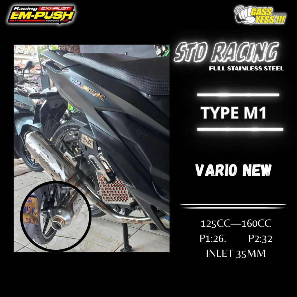 KNALPOT EMPUSH VARIO NEW 125-150 STANDAR RACING STAINLESS TYPE M1
