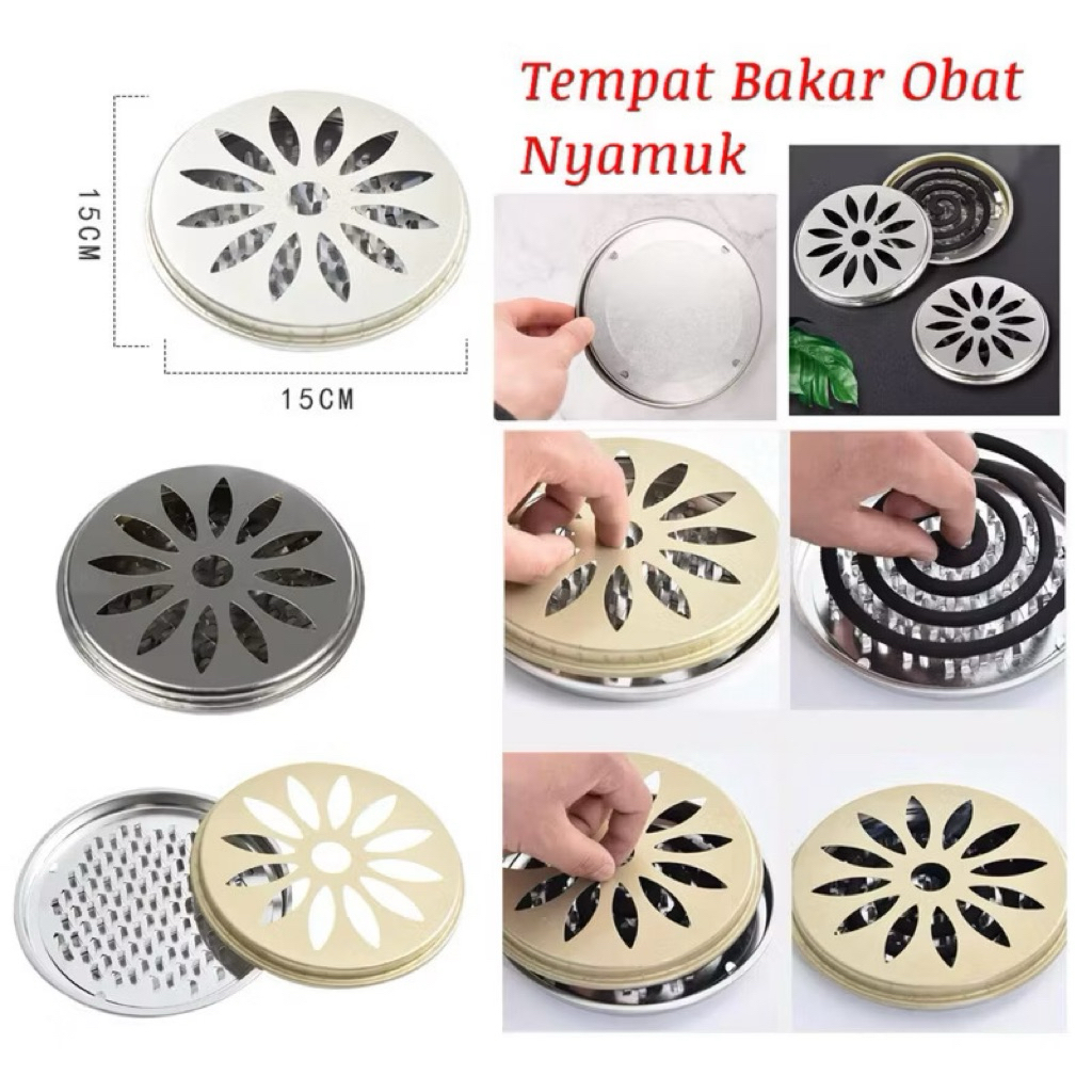 (GROSIRAN) Tempat Obat Nyamuk Stainless Alas Obat Nyamuk / Tatakan Obat Nyamuk Bakar Set
