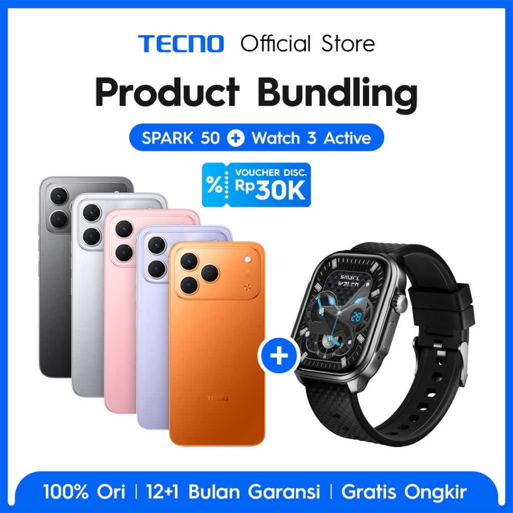 [WORLDCUP BUNDLE] TECNO Spark 50 & Watch 3 Active - Handphone, Smartphone, HP Android, Smart watch - Gambar 2