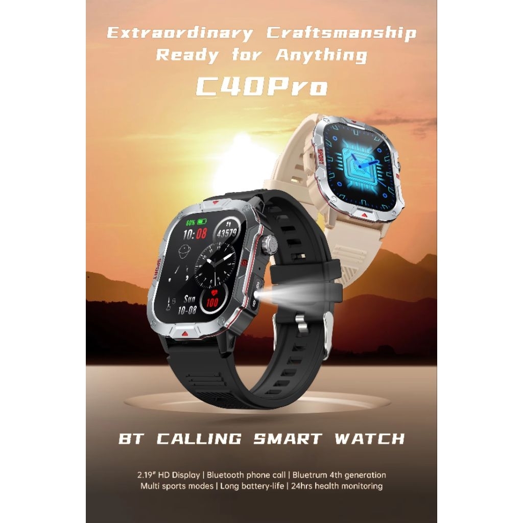 SmartWatch C40Pro Sports Bluetooth Smartband 2.19 inch HD Screen Full Touch Bluetooth Call Jam Tanga