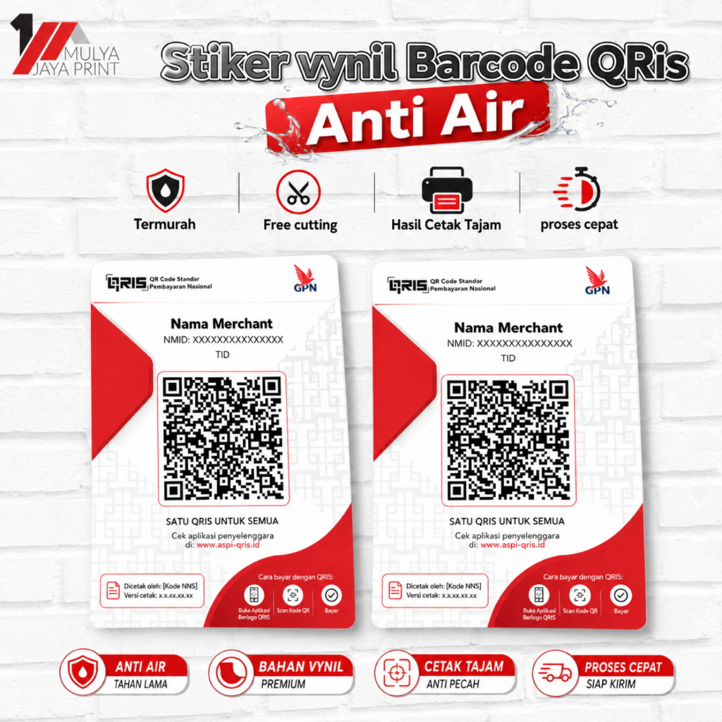 Stiker Barcode Qris Vynil Anti Air |  | Cetak Qris | Print Stiker