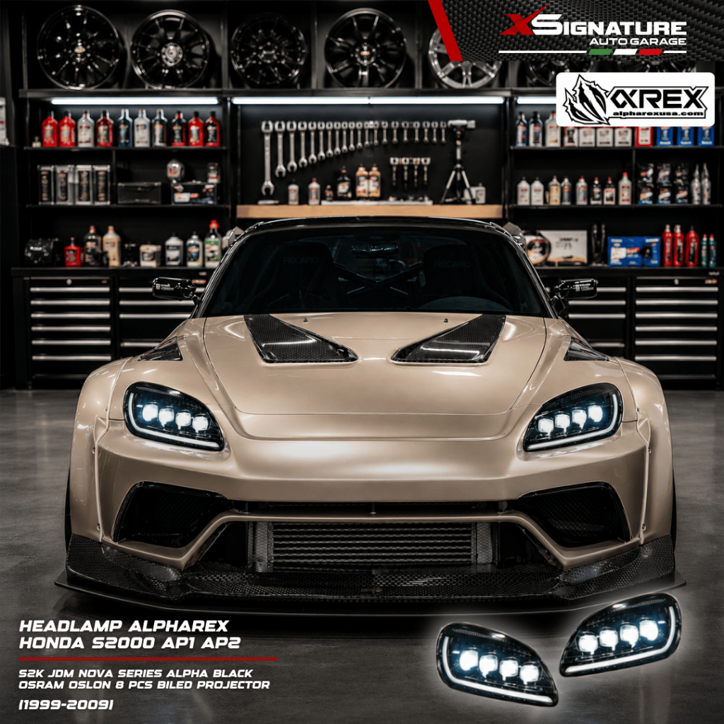 HEADLAMP ALPHAREX HONDA S2000 AP1 AP2 (1999-2009) S2K JDM NOVA SERIES ALPHA BLACK OSRAM OSLON 8 PCS 