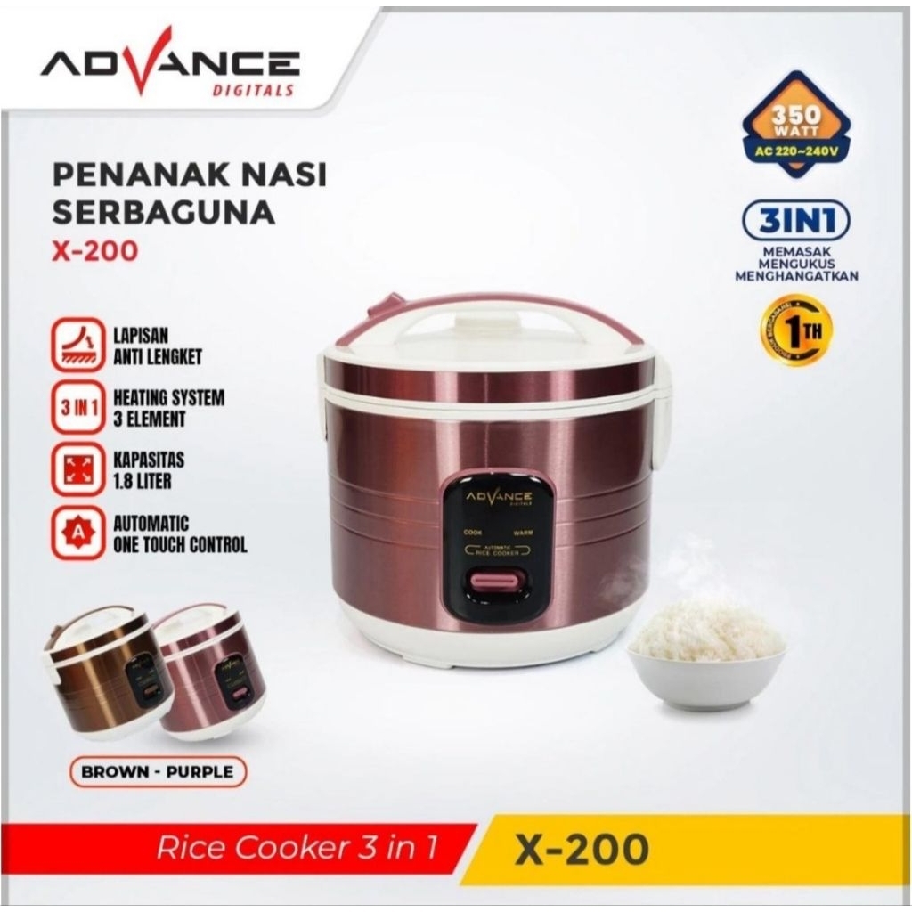 Advance X200 Rice Cooker 1.8L - Magic Com Serbaguna